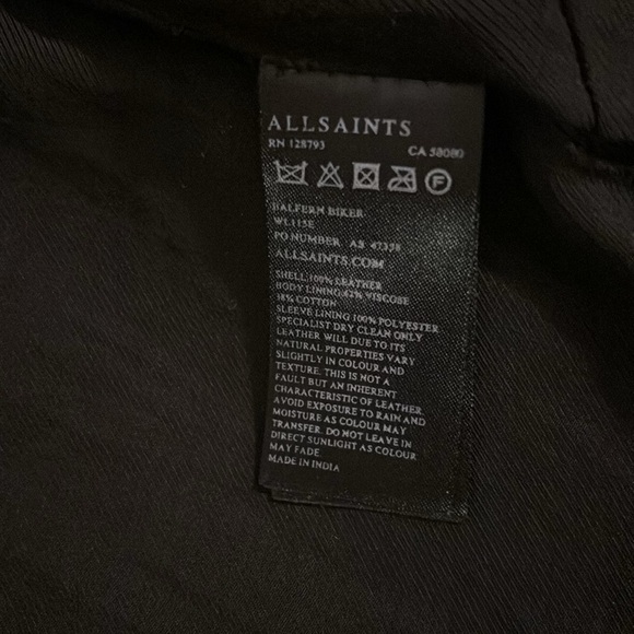 ALL SAINTS BALFERN LEATHER BIKER JACKET MOTO SIZE US 4 BUTTER SOFT - Picture 12 of 12